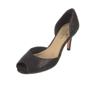 Kate Spade New York Black Glitter Peep Toe D Orsay Heels Size 6M